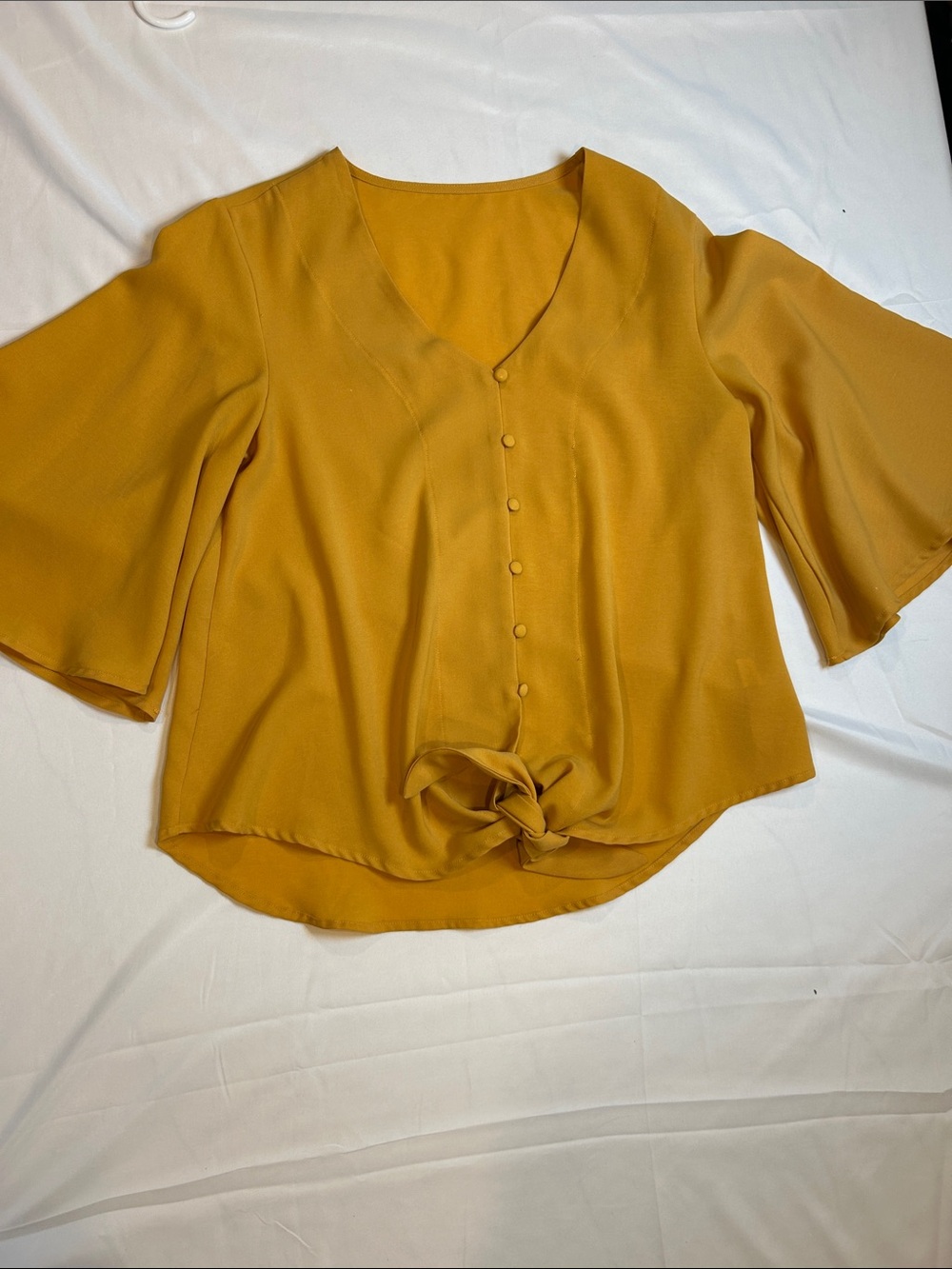 Women’s Mustard Tie-Front Blouse